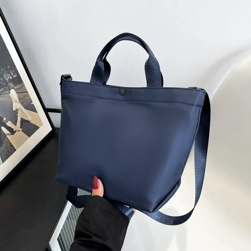 Cyflymder Vintage New Large Capacity Handbag Women's Nylon Cloth Shoulder Bag Korean Simple PU Crossbody Bags Female Purses Tote Bag