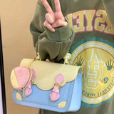 Cyflymder Cute Kawaii Shoulder Bag Animal Letter Print Colorblock Crossbody Bag 2023 Summer Youthful Casual Fashion Designer Handbag