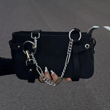 Cyflymder Gothic Handbags for Women Trendyol Moto Biker New Black Underarm Shoulder Bag Solid Colour Street Lady Bolso Mujer