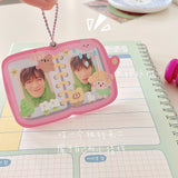 Cyflymder 1 Inch Small Book Shape Idol Postcard Photo Album Mini Star Photo Organizer Card Holder Case With Keychain Bag Keyring Pendant