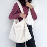 Cyflymder Female Bag Soft Plush Aslant Bag Shoulder Bag Large Capacity Artificial Lambs Wool Women Design Casual Large Tote Shopping Sac
