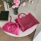 Cyflymder Handbags Shopping Women Bag Totes Female Hollow Out Crochet Spring Summer Hand-woven Hollow-out Fashion Tote Purple Bags