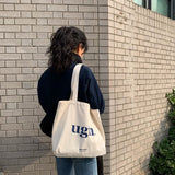 Cyflymder Women's Bag Cheap Casual Large Capacity Shoulder Bags Shopper Canvas  Letter Fashion Harajuku Zipper Print Handbags Tote Bag