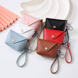 Cyflymder New Fashion Ladies PU Leather Mini Wallet Card Key Holder Coin Purse Solid Color Clutch Bag Kids Purses Small Handbag Bag