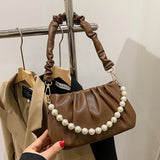 Cyflymder Top Fashion Beaded Pearly Women Slingle Shoulders Crossbody Bag Woman Female Messenger Shoulder Handbag Square Satchel Totes Bag