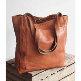 Cyflymder Oversized Tote for Women Handbag Large Size Shoulder Vintage Style Solid Color Soft PU Leather Purses Casula Brown Bag New