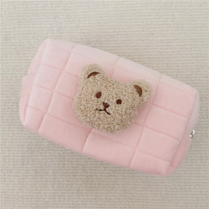 Cyflymder Cute Bear Baby Toiletry Bag Make Up Cosmetic Bags Portable Diaper Pouch Baby Items Organizer Reusable Cotton Cluth Bag for Mommy