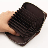 Cyflymder 100% Genuine PU Leather Men¡®s Wallet Credit Card Holder Blocking Zipper Pocket Men Bag Multi-card Fashion Black Zipper Walet