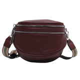 Cyflymder Elegant Solid Colour PU Leather Waist Bags For Women Double Zippers Design Waist Pack Female Fanny Pack Wide Strap Crossbody Bag