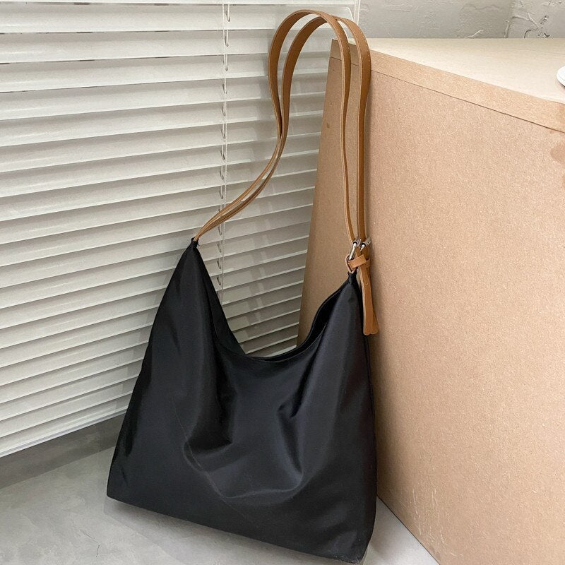 Cyflymder Large Capacity Canvas Shoulder Bag for Women New Shopping Bags Solid color Vintage Tote Bag Casual Handbags Crossbody Bag