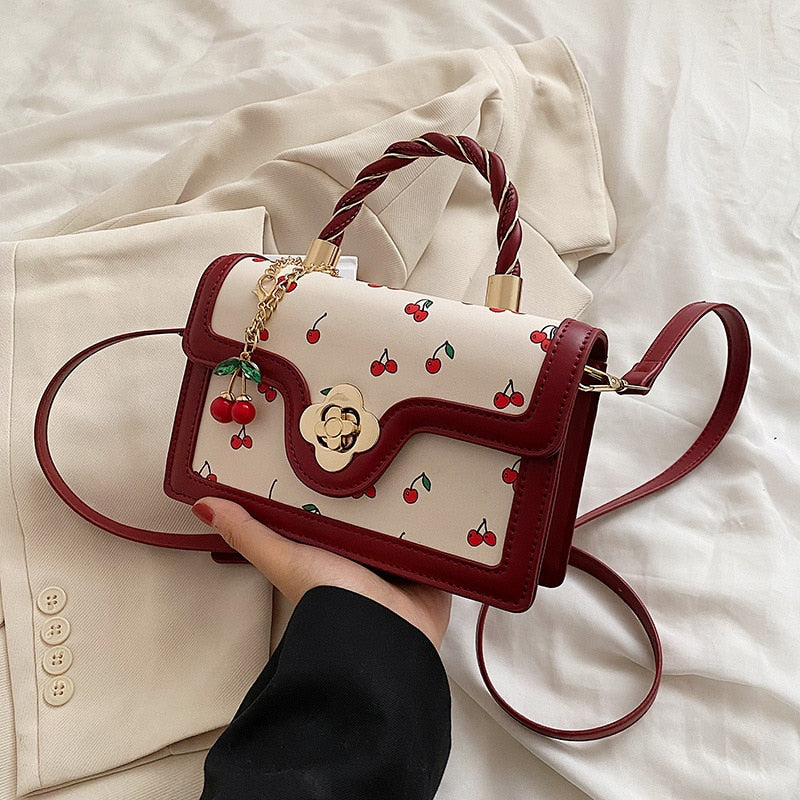 Cyflymder Exquisite Small Bags Women New Fashion Versatile Messenger Bag Sweet Cherry Square Chains Crossbody Bags Wallet  Purse