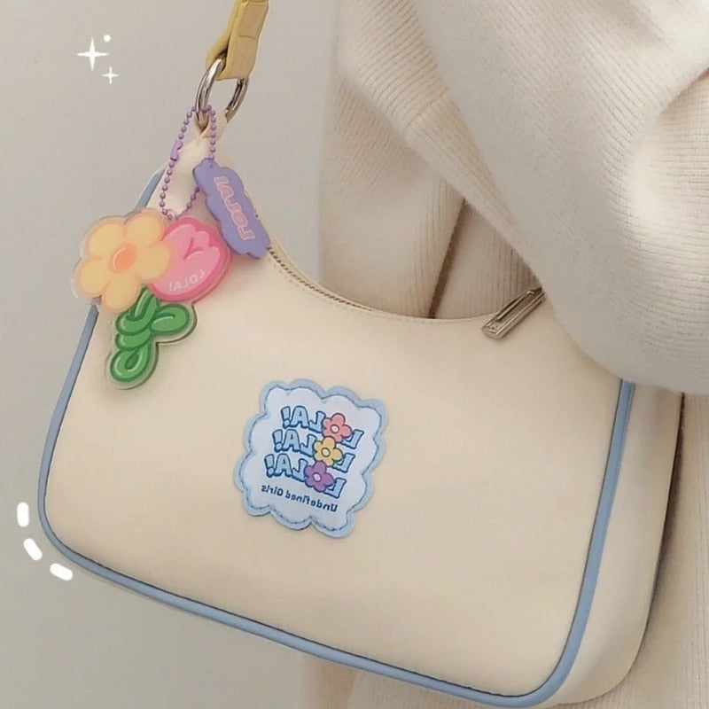 Cyflymder Kawaii Cute Shoulder Bag Letter Print Korean Style Casual Crossbody Bag New Literary Girl Sweet Fashion Designer Handbag