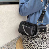 New Fashion Women Shoulder Bag American Style Street Vintage Biker Chain Handbag Casual Simple Gothic Leather Coin Purse