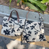 Cyflymder Retro Bags for Women Jacquard Fabric Shoulder Bag Reusable Shopping Bags Casual Tote Female Handbag