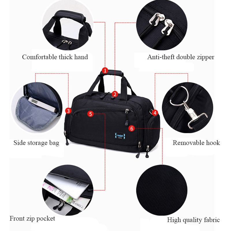 Cyflymder Waterproof Shoulder Duffels Bag Men Women Short Trip Storage Tote  Clothes Electronic Product Pouch Weekend Traveling Organizer