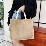 Cyflymder Vintage Women Shopping Bags Linen Tote Shopper Purses Large Summer Beach Handbags Portable Eco High Capacity Top Handle