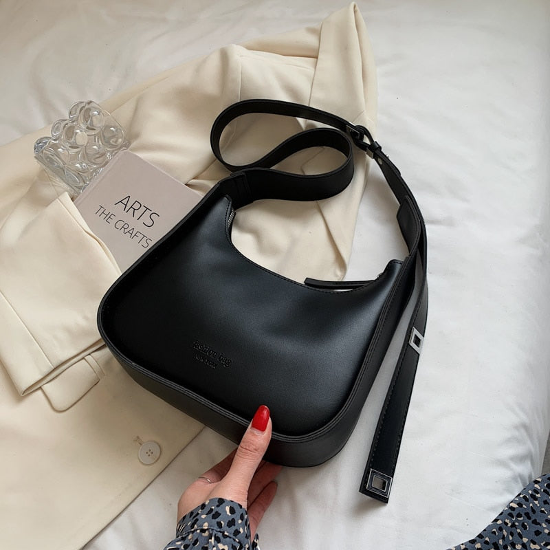 Cyflymder Small Designer Women's Black Bag Simple Retro Crossbody Bags Luxury Pu Leather Female Handbags Pure Color Bucket Shoulder Bags