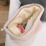 Plush Cosmetic Pencil Case Lambwool Makeup Pouch Bag Soft Travel Toiletry Bag Female Beauty Necesserie Brushes Organizer Clutch