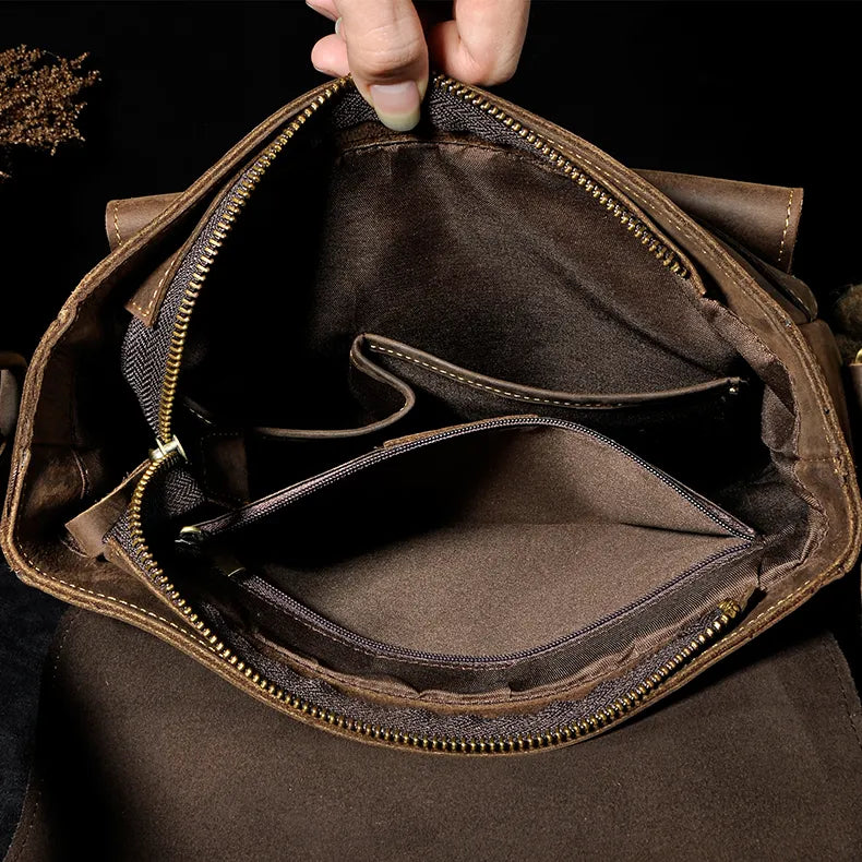 Cyflymder Men Fashion Shoulder crossbody Messenger Bag Real leather Designer Mochila University Book School bag