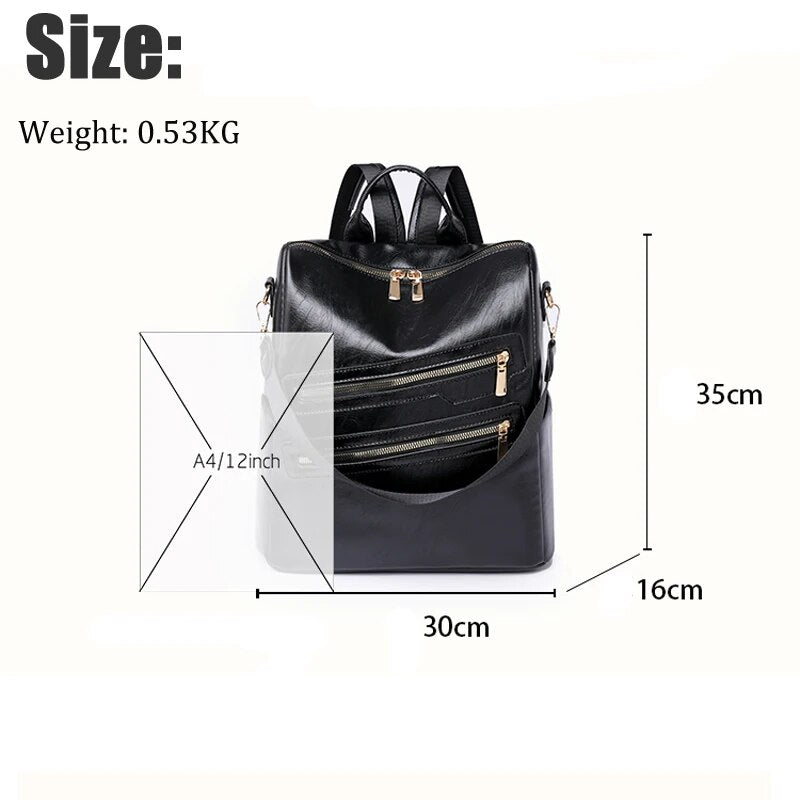 Cyflymder Women's Large Capacity Backpack High Quality Leather Female Retro Leisure Travel Backpack Ladies School Bag New Backpacks