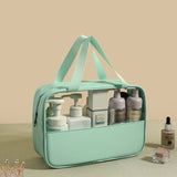 Cyflymder Patchwork Cosmetic Bag Makeup Storag Bag Translucent Large Capacity Bath Bag Organizer Waterproof Portable Travel Storage Bag