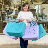 Cyflymder Large Capacity Women EVA Soft Basket Fashion Shoulder Bag for Ladies Beach Vacation Shopping Use Waterproof Casual Handbag