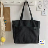 Cyflymder Women Canvas Tote Bag Solid Color Designer Ladies Casual Handbag Shoulder Bag Large Capacity Cotton Reusable Shopping Beach Bag