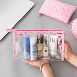 Cyflymder 3 Set Casual Women Travel Cosmetic Bag PVC Leather Zipper Make Up Transparent  Makeup Case Organizer Storage Pouch Toiletry Bags