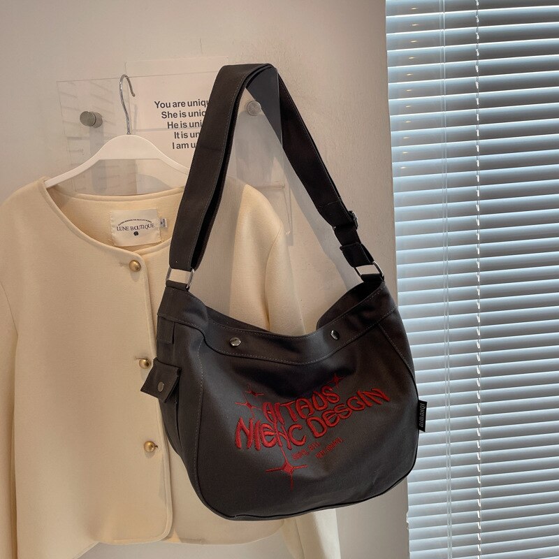 Cyflymder Denim Canvas Casual Women Shoulder Tote Bag Large Capacity Letters Designer Ladies Hand Bag Messenger Female Crossbody Bags