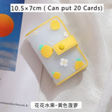 Cyflymder 26 Card Slots Card Holder With Button Photocard ID Holder Photo Album Cute Cartoon Fruit Animal Print Name Card ID Holder Book