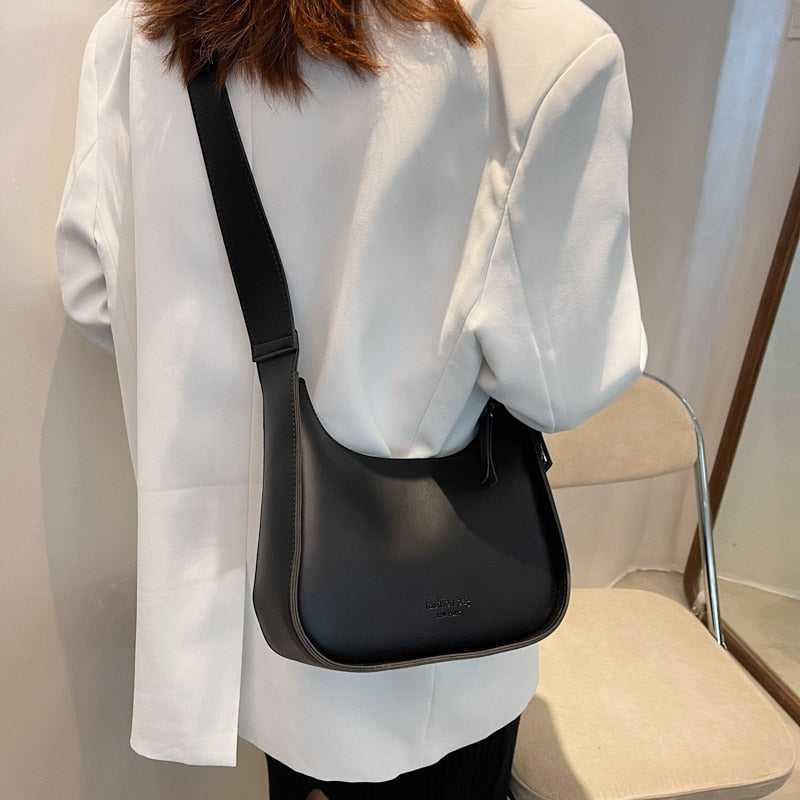 Cyflymder Small Designer Women's Black Bag Simple Retro Crossbody Bags Luxury Pu Leather Female Handbags Pure Color Bucket Shoulder Bags