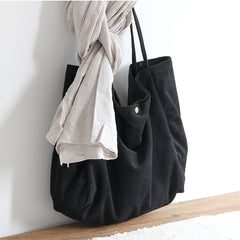 Cyflymder Corduroy Canvas Shoulder Bag With Inner Pocket Handbag Purse Large Capacity Schoolbag Casual Tote For Women Girls