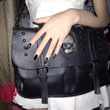 Cyflymder Gothic Bag Women Harajuku Punk Womens Shoulder Bag Rivet Rhinestone Skull Female Handbags Big Capacity Briefcase