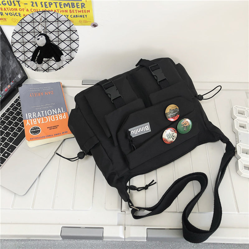 Cyflymder Japanese Simple Messenger Bag Pouch Nylon Waterproof Canvas Handbag Shoulder Crossbody Bags for Women Men Satchels Bolsas
