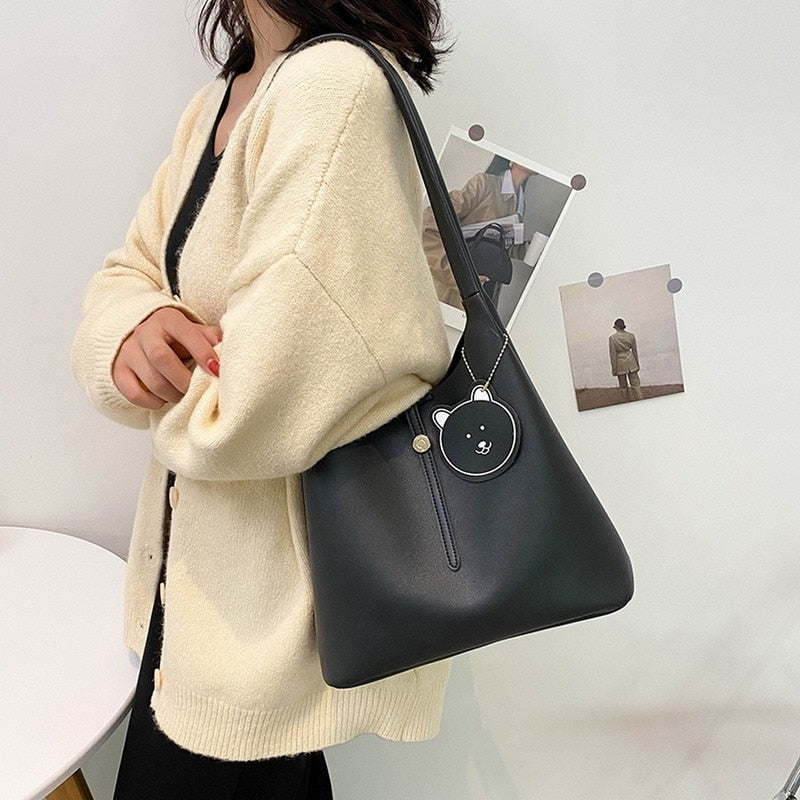 Cyflymder Soft Large Capacity Tote Bag Shopper Bag  Women Handbag Luxury Pu Leather Shoulder Bag Retro Oversized Women's Bag