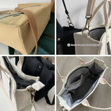 Cyflymder Girls Female Thickened Canvas Shoulder Bag College Student Portable Schoolbag Computer Handbag Crossbody Bags