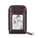 Cyflymder Men's Wallet Genuine PU Leather Credit Card Holder RFID Blocking Zipper Pocket Men bag Multi-card zipper