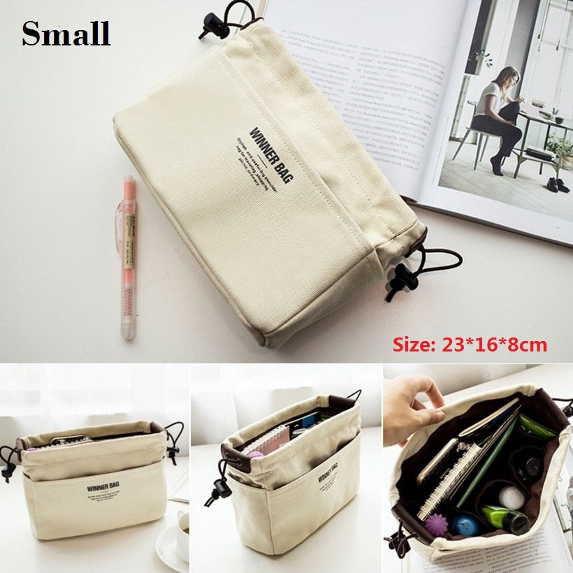 Cyflymder Canvas Purse Organizer Bag Inner Insert with Compartment Makeup Handbag with Lots of Pockets Lightweight Fit Giving Structure