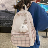 Cyflymder Cute Girls Plaid Backpack Women Large Capacity Simple School Bags for Teens Female Korean Harajuku School Student Bookbag Ladies