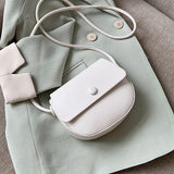 Cyflymder Solid Color Simple Mini Saddle Bag PU Leather Crossbody Bags for Women Summer Fashion Sweet Shoulder Handbags