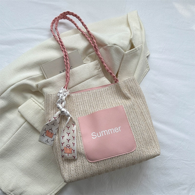 Cyflymder New Fashion Women Shoulder Bag Luxury Design Straw Woven Tote Bags Summer Casual Large Capacity Handbags Beach Messenger Bag