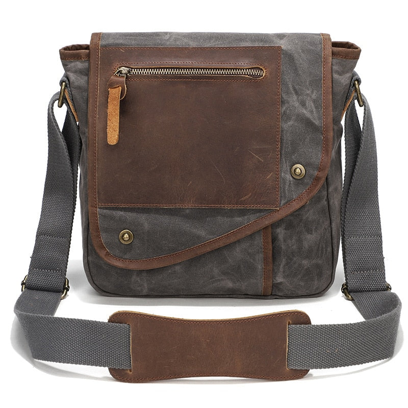 Cyflymder  Men Anti Theft Travel Crossbody Bags Vintage Style Leather Sling Bag For Women Waxed Canvas Waterproof Crossbody Shoulder Bag