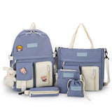 Cyflymder 5Pcs/Set Waterproof Canvas Backpack School Bags for Teenage Girl Boy Ladies Shoulder Bag Solid Color Handbag Women's Backpacks