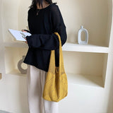 Cyflymder Handmade Lady Retro Chic Crochet Handbag Korean Fashion Knitted Braid Hollow Black Yellow Top-handle Tote Bag shopper sac