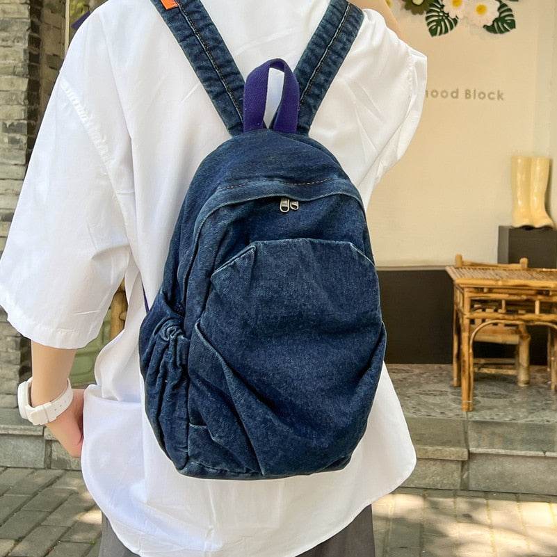 Cyflymder Vintage Denim Jean Women Backpacks Preppy Style shoulder Bags Girls School Bags Travel Casual daypacks Casual Travel Bagpack