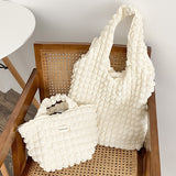 Cyflymder Fashion Fold Cloud Shoulder Bag Soft Portable Causal Tote Bubble Chiffon Polyester Handbag For Women