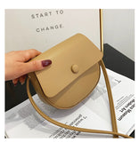 Cyflymder Solid Color Simple Mini Saddle Bag PU Leather Crossbody Bags for Women Summer Fashion Sweet Shoulder Handbags