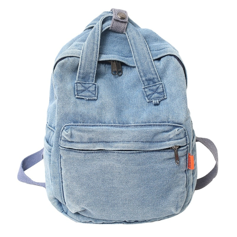 Cyflymder Small Simple Vintage Denim Backpack Young For Teenage Girls Student Canvas Women College Bags Casual Female Children's Bag