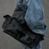 Cyflymder Gothic Messenger Bag Trendyol Moto Biker Large Capacity Tote Bag Minimalist Pu Leather Street Underarm Shoulder Bag