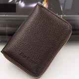 Cyflymder 100% Genuine PU Leather Men¡®s Wallet Credit Card Holder Blocking Zipper Pocket Men Bag Multi-card Fashion Black Zipper Walet